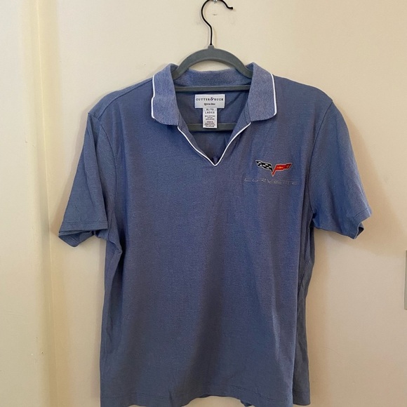 VINTAGE CUTTER AND BUCK WOMENS CORVETTE EMBROIDERED V NECK POLO BLUE HEATHER - Picture 2 of 6